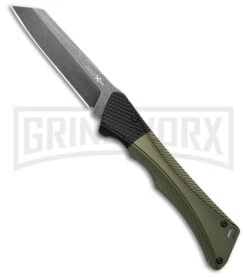 AKC Knives Shop -AKC Knives Shop AKC Smarty Automatic Knife Green w Black Bolster 3.3in Black Stonewash BHQ 184727 hd large